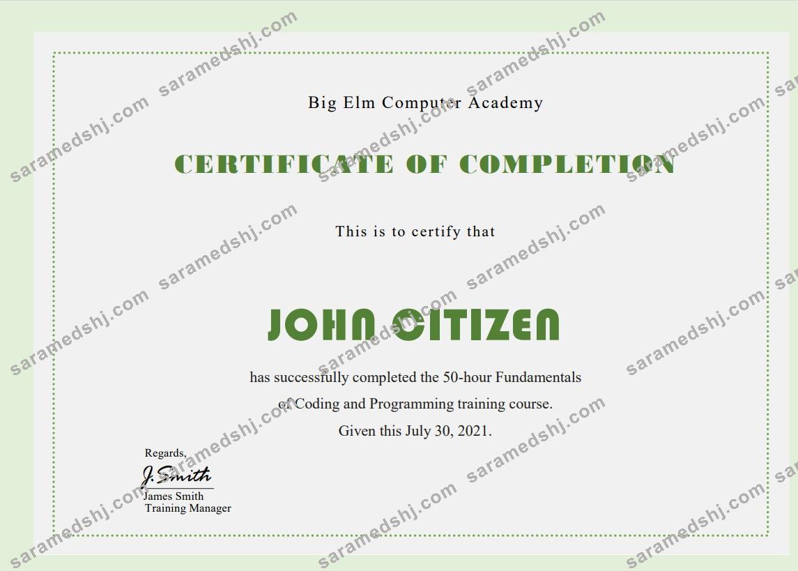 USA Computer Training certificate template in Word and PDF format